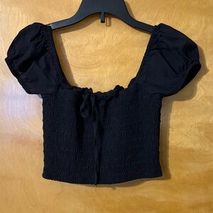 Garage Black Puff Sleeve Crop Top